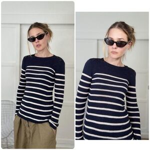 Isabel Marant Etoile Striped Navy Button Crewneck Sweater ⚓️🌊 Size 10